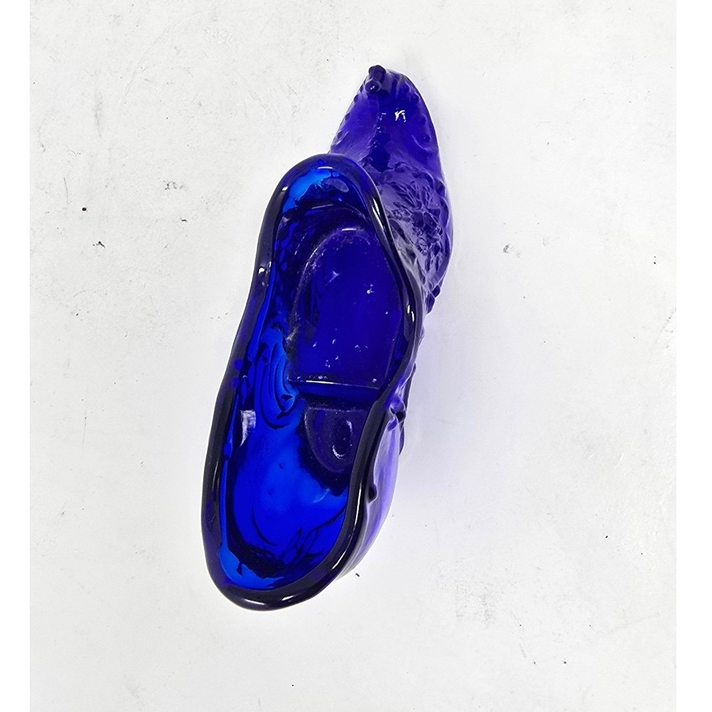 Vtg Mosser Victorian style cobalt blue glass slipper pointed toe shoe whimsical - Picture 6 of 8